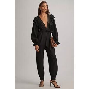 FARM Rio x Anthropologie Black Laces & Ruffles Jumpsuit Small NWT $250